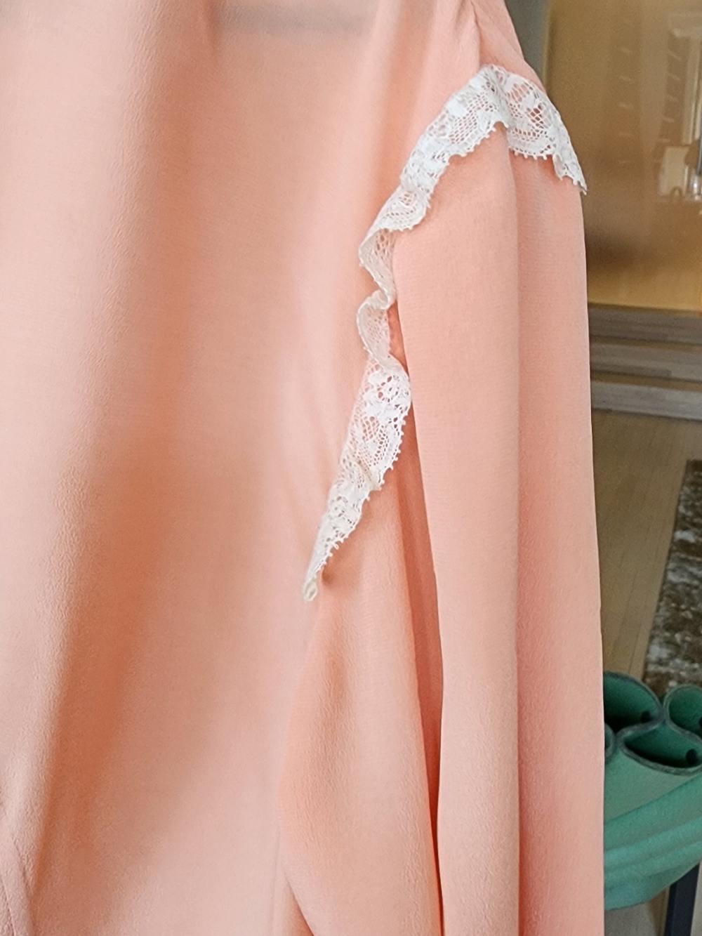 Prada Peach Tie-Neck Long Sleeve Maxi Dress - Picture 3 of 9